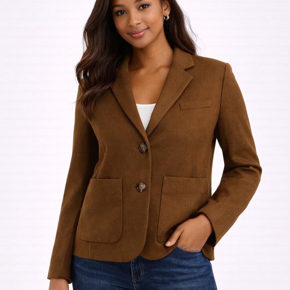 Anthro Cartonnier Kentfield Wool Blazer 10 Structured Tailored Jacket
